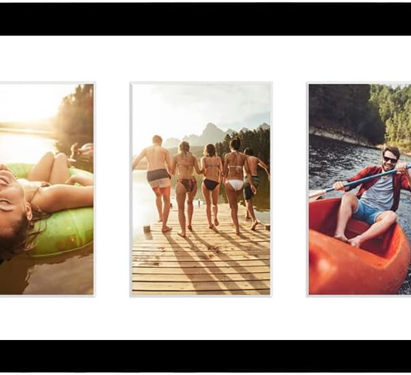 Americanflat 4x6 Collage Picture Frame with Shatter-Resistant Glass - Fits Five 4x6 Photos or Use as One 8x24 Picture Frame - Signature Collection - Collage Frames for Wall Display - Black