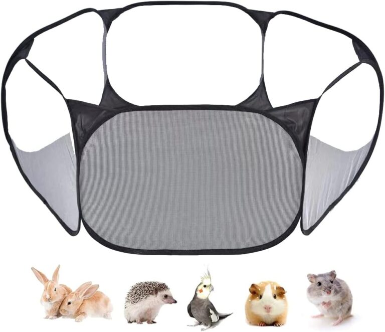 Small Animals Tent, Breathable Transparent Pet Playpen Pop Open Outdoor/Indoor Exercise Fence, Portable Yard Fence for Guinea Pig, Rabbit, Hamster, Chinchillas and Hedgehogs