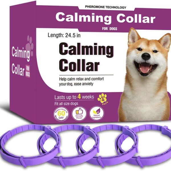 Calming Collars for Dogs, Dog Calming Collar for Anxiety & Separation, Natural Pheromone Collar for Dogs, Adjustable Stress Relief for Travel, Barking, Thunder & Fear Vet Recommended.(Purple)