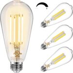 DAYBETTER 4 Pack Vintage LED Edison Bulbs, E26 Led Bulb 60W Equivalent, Dimmable Led Light Bulbs, High Brightness 800 LM Warm White 2700K, ST58 Antique LED Filament Bulbs, Clear Glass Style for Home