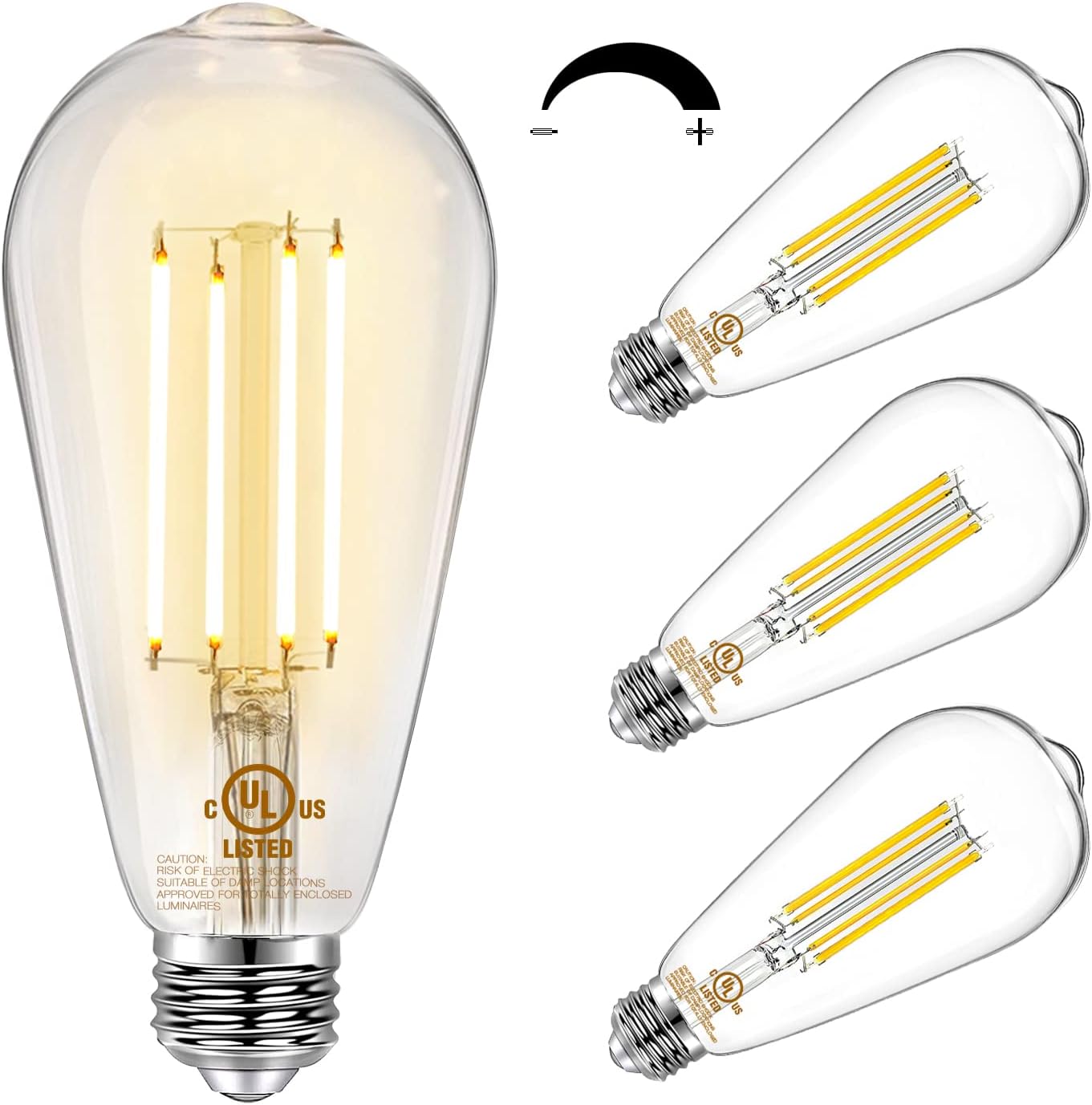 DAYBETTER 4 Pack Vintage LED Edison Bulbs, E26 Led Bulb 60W Equivalent, Dimmable Led Light Bulbs, High Brightness 800 LM Warm White 2700K, ST58 Antique LED Filament Bulbs, Clear Glass Style for Home DAYBETTER 4 Pack Vintage LED Edison Bulbs, E26 Led Bulb 60W Equivalent, Dimmable Led Light Bulbs, High Brightness 800 LM Warm White 2700K, ST58 Antique LED Filament Bulbs, Clear Glass Style for Home