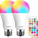 LED Light Bulb 85W Equivalent, RGB Color Changing Light Bulb, 6 Moods - Memory - Sync - Dimmable, A19 E26 Screw Base, Timing Remote Control Included (Pack of 2)