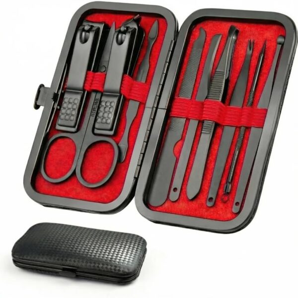 Nail Clippers Set and Manicure Set - Professional Stainless Steel Nail Kit, Manicure Kit, Nail Care Kit with Travel Case, File, Tweezers, Grooming Kit - Ideal Gift for Women and Men (10PCS) by OKOM