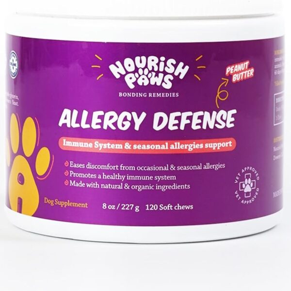 Allergy Defense  Organic Supplement for Dogs  Itchy Skin Relief, Immune Support & Seasonal Allergy Control  120 Soft Chews
