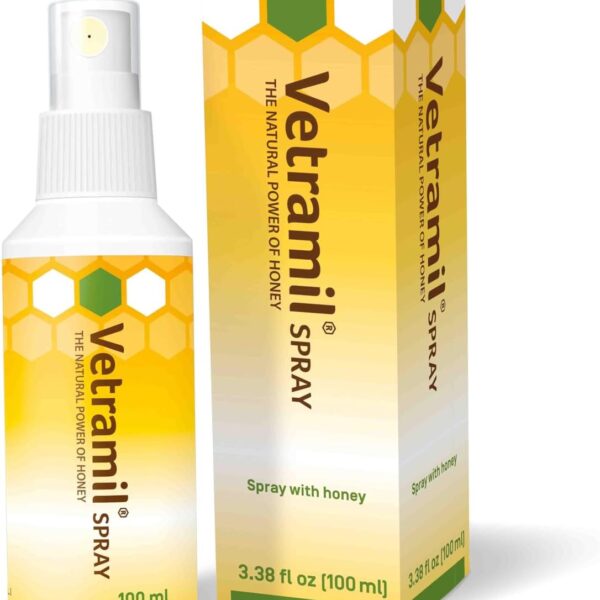 Vetramil Spray Medical-Grade Honey Spray for Dogs and Cats and All of Your Pets  Wound Care Treatment  Non-Sticky, Natural Enzymes, 3.38 oz