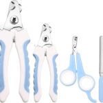 Mudder 4 Pieces Dog Nail Clippers Kit Dog Cat Pets Nail Clippers and Trimmers with Safety Guard to Avoid Over Cutting for Large Small Animals Pet Grooming (Blue and White)