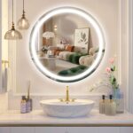 Beelux 24" Round LED Bathroom Mirror with Lights,Lighted Bathroom Vanity Mirror for Wall Anti-Fog, Dimmable, Backlit Memory Function, Waterproof, Tempered Glass,3 Colors Adjustable