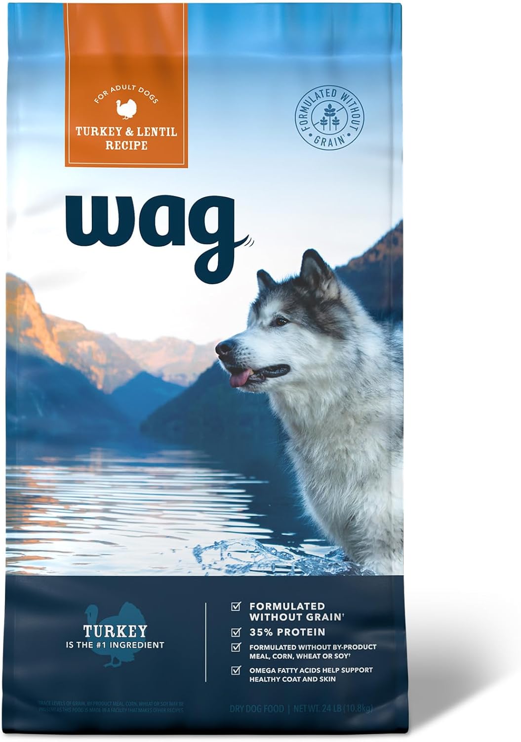 Amazon Brand - Wag Dry Dog Food Grain-Free Turkey & Lentil Recipe, High Protein (24 lb bag) Amazon Brand - Wag Dry Dog Food Grain-Free Turkey & Lentil Recipe, High Protein (24 lb bag)