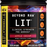 BEYOND RAW LIT V2 Clinical Strength Pre Workout Powder, Hits Harder, Bigger Pumps, Caffeine, L-Citrulline, Creatine, Apple Crisp, 30 Servings