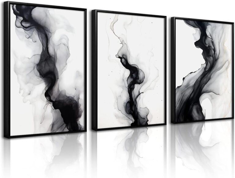 Black White Abstract Wall Art Decor Set of 3 Modern Wall Art Minimalist Canvas Wall Decor Black White Abstract Prints Modern Pictures Minimalist Artwork for Living Room Bedroom 16x24 Inch Unframed