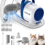 oneisall Cat Vacuum Groomer Quiet, Pet Vacuum Grooming Kit with Clipper Paw Trimmer & Brush, 1.5L Large Dust Cup Pet Vacuum for Shedding, Trimming & Home Cleaning