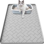 Silicone Cat Litter Mat for litter box 24" X 15"-Easy to Clean Cat Litter Trapping Mat, Waterproof, urine-proof and non-slip to keep the floor clean and tidyGray