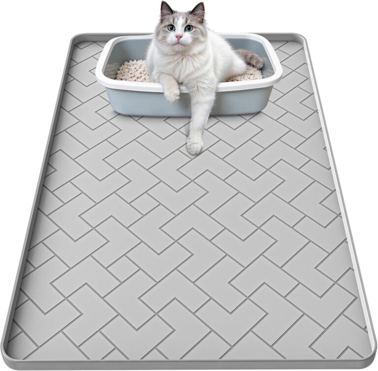 Silicone Cat Litter Mat for litter box 24" X 15"-Easy to Clean Cat Litter Trapping Mat, Waterproof, urine-proof and non-slip to keep the floor clean and tidyGray