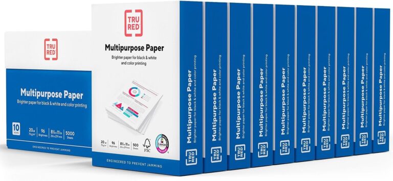 Staples TRU RED Printer Paper, 8.5" x 11" -inch, 20 lbs., 96 Brightness Rating. Matte White Paper Finish (500 Sheets/Ream, 10 Reams/Carton)