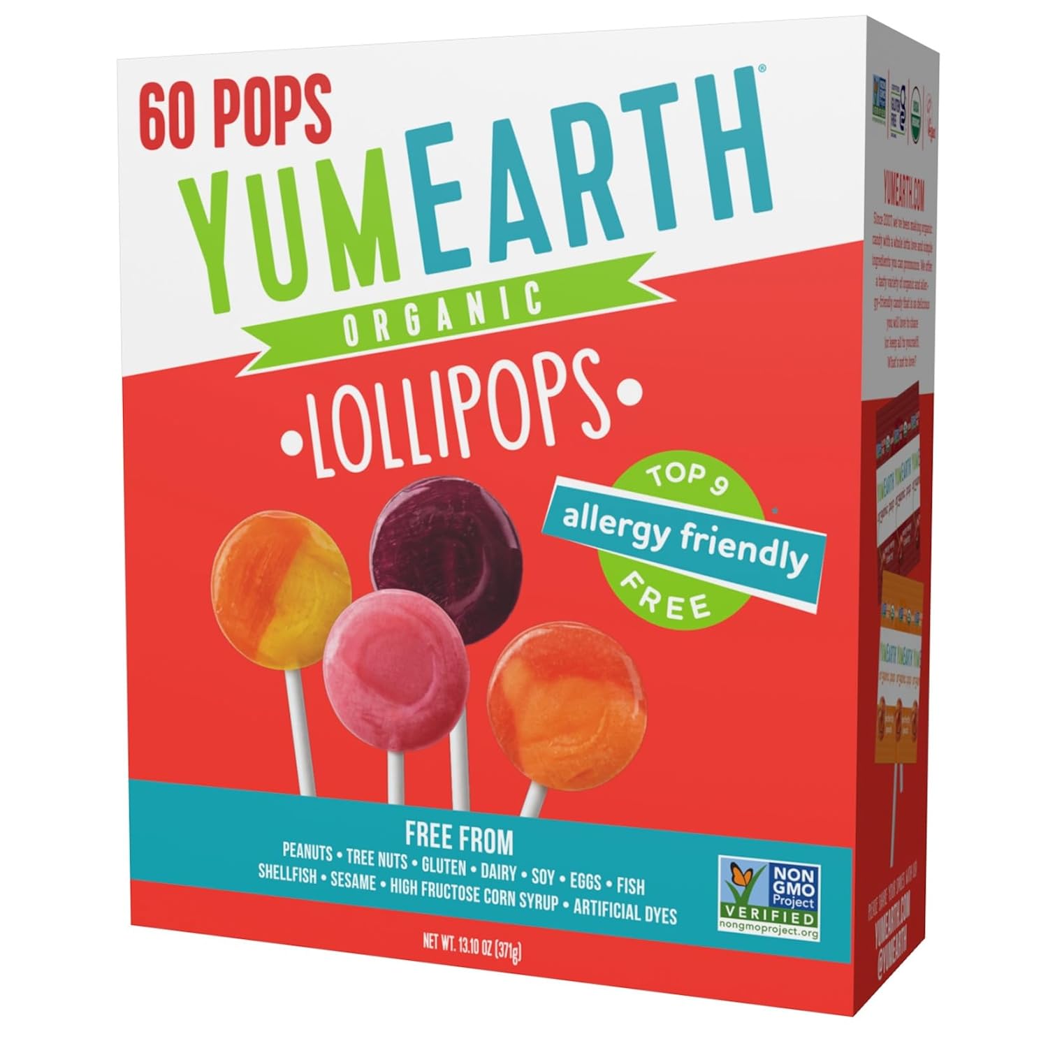 YumEarth Organic Pops Variety Pack, 60 Fruit Flavored Favorites Lollipops, Allergy Friendly, Gluten Free, Non-GMO, Vegan, No Artificial Dyes YumEarth Organic Pops Variety Pack, 60 Fruit Flavored Favorites Lollipops, Allergy Friendly, Gluten Free, Non-GMO, Vegan, No Artificial Dyes