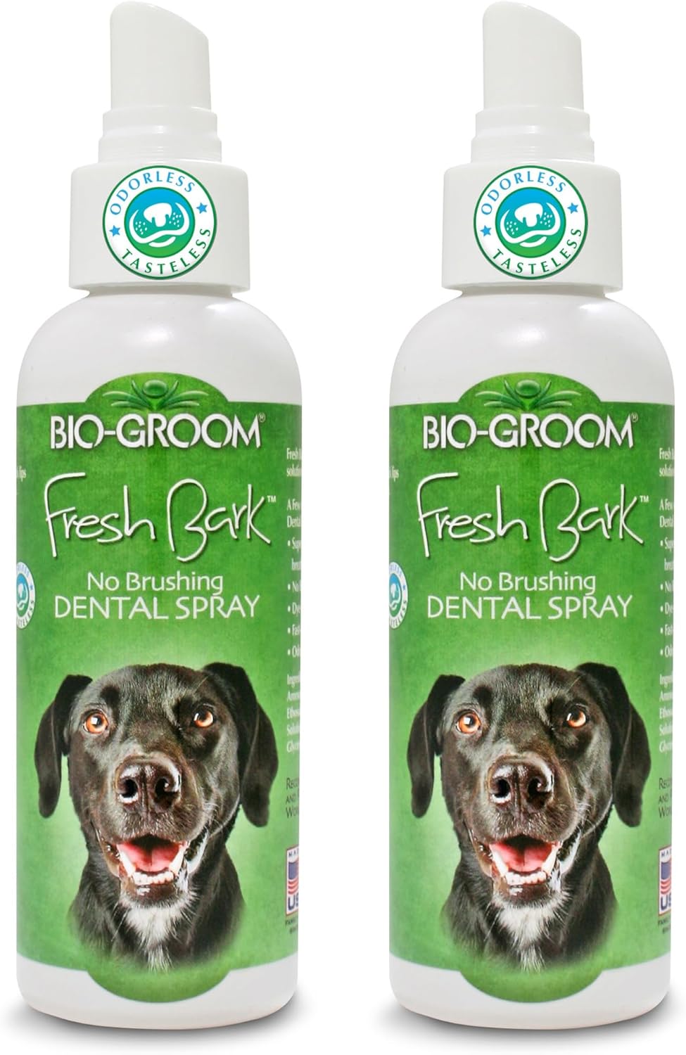 Bio-groom Fresh Bark Dog Breath Freshener - No Chew Dental Spray for Dogs & Cats, Teeth Cleaning Oral Care for Plaque & Tartar, No Brushing Required, Made in The USA - Flavorless, 4 fl oz (Pack of 2) Bio-groom Fresh Bark Dog Breath Freshener - No Chew Dental Spray for Dogs & Cats, Teeth Cleaning Oral Care for Plaque & Tartar, No Brushing Required, Made in The USA - Flavorless, 4 fl oz (Pack of 2)