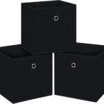 Black Foldable Storage Cubes Bins ,11 Inch Cloth Storage Cube Fabric Storage Box Cubes Organizer Baskets with Handles for Home Organizer Set of 3 (Black)