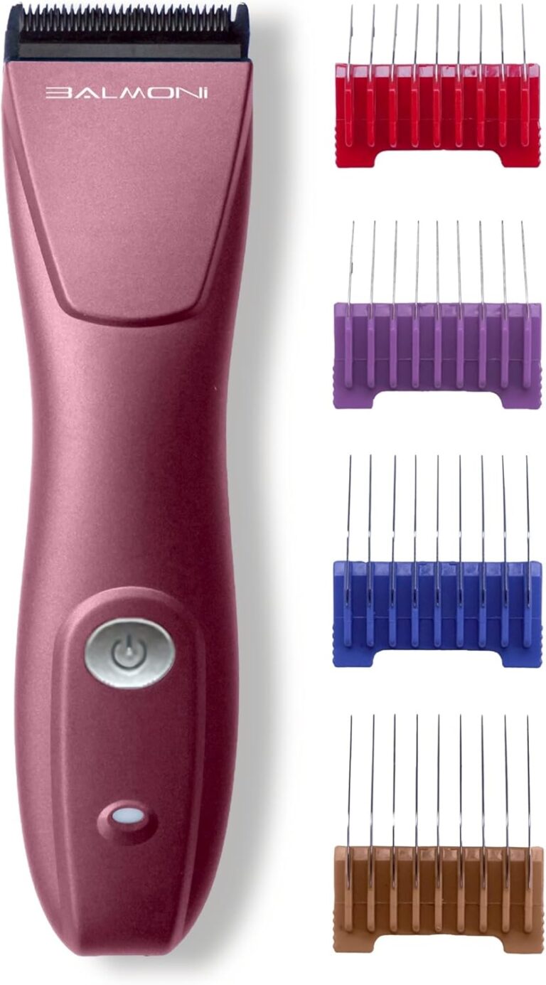 Professional Cordless Dog & Cat Grooming Kit  5-in-1 Adjustable Metal Blade Clipper with High-Torque Motor, Quiet Low-Noise Design & 3/6/9/10mm Metal Comb Guards Bundle  Metallic Pink