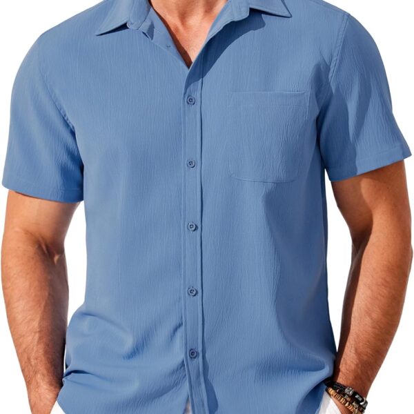 COOFANDY Shirts for Men Short Sleeve Button Down Shirt Casual Summer Beach Shirt