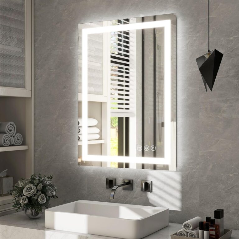 24x32 Inch LED Bathroom Mirror with Anti-Fog & Memory Function - Dual Lighting (Backlit + Front Lit), 3 Color Modes, Dimmable Tempered Glass - Wall Mounted Modern Vanity Mirror