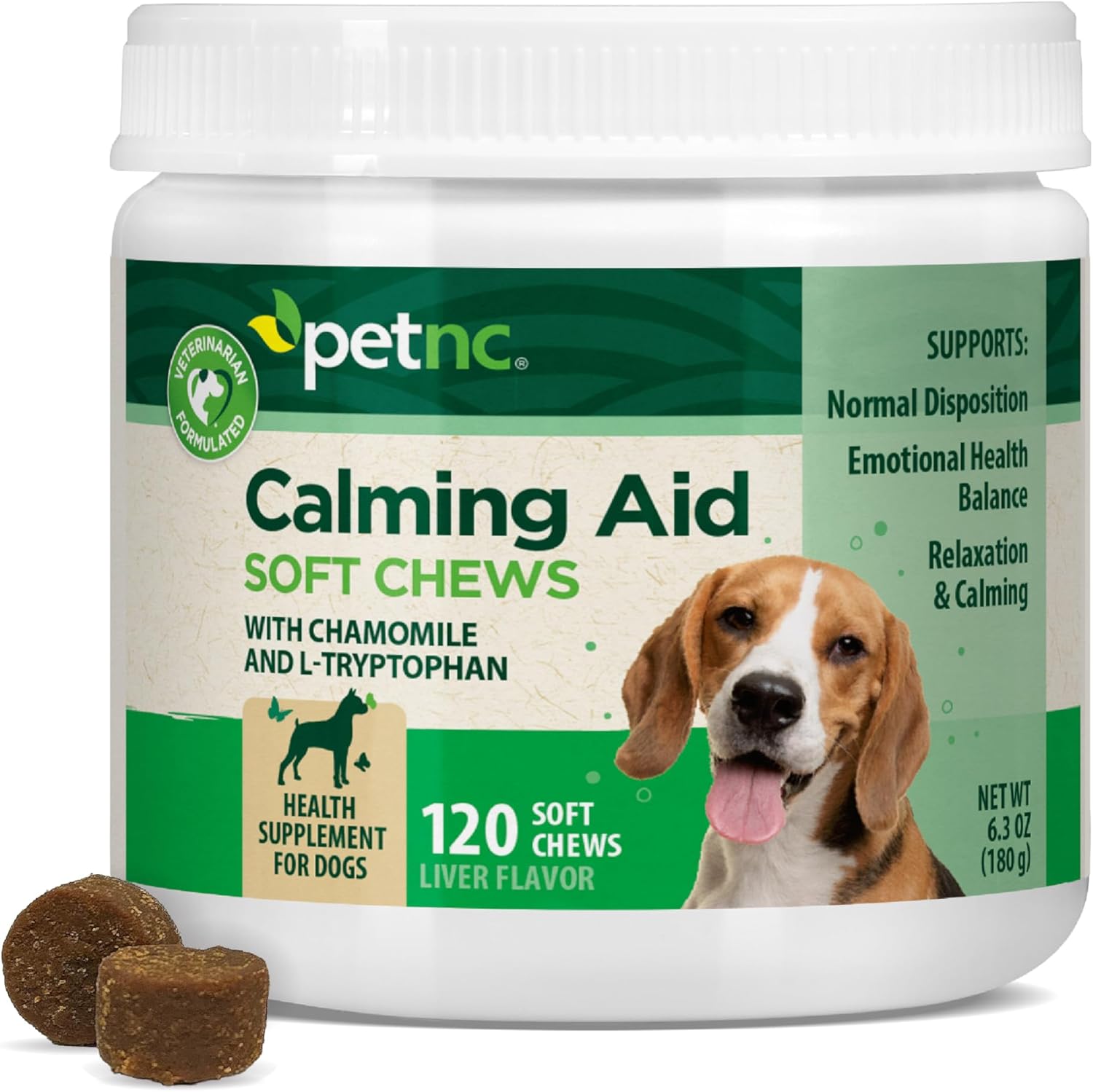 Petnc Calming Aid Soft Chews for Dogs (120 Count), For Dogs of All Sizes, Helps Promote Calmness & Relaxation, Calming Chews for Travel, Grooming, & Separation Support, Liver Flavor Petnc Calming Aid Soft Chews for Dogs (120 Count), For Dogs of All Sizes, Helps Promote Calmness & Relaxation, Calming Chews for Travel, Grooming, & Separation Support, Liver Flavor
