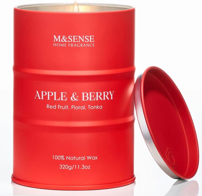 M&SENSE Apple Berry Candles for Home Scented, Soy Natural Wax Holiday Candle 11.3oz 70 Hour Slow Burning, Non Toxic Fruit & Floral Scented Candles Christmas Thanksgiving Gift for Women