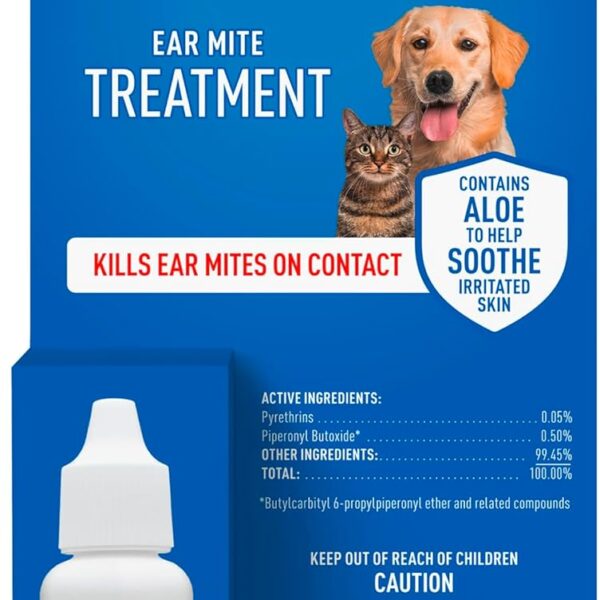 Adams Ear Mite Treatment for Dogs and Cats Over 12 Weeks, Kills Ear Mites On Contact, Relief for Dogs and Cats Suffering from Ear Mites, Soothing Aloe and Lanolin Formula, 0.5 fl oz