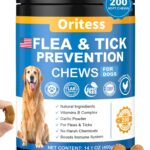 Flea and Tick Prevention for Dogs, 200 Soft Chews Natural Dog Flea and Tick Chewables Oral Flea Supplement for Dogs, Puppy Flea Support - All Breeds & Ages - Chicken Flavor