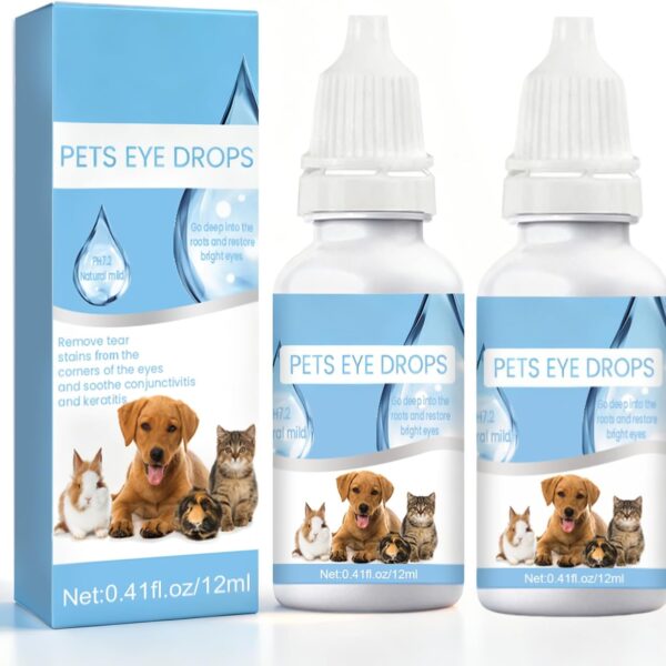 Pet Eye Drops for Dogs & Cats, 2-Pack Daily Eye Cleaning and Soothing Care, Relieve Irritation & Dryness, Pink Eye & Allergies Symptoms, Eyes Tear Stain Cleaner with Gentle Formula