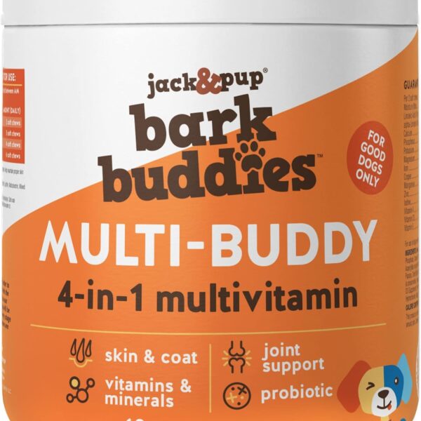 Jack&Pup Dog Vitamins and Supplements Multivitamins for Dogs - Bark Buddies Multi-Buddy Dog Multivitamins Chewable Soft Chews Puppy Vitamins and Supplements - (60ct)