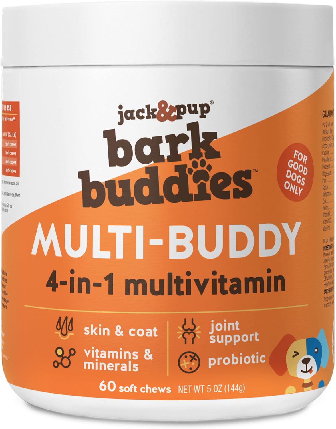 Jack&Pup Dog Vitamins and Supplements Multivitamins for Dogs - Bark Buddies Multi-Buddy Dog Multivitamins Chewable Soft Chews Puppy Vitamins and Supplements - (60ct) Jack&Pup Dog Vitamins and Supplements Multivitamins for Dogs - Bark Buddies Multi-Buddy Dog Multivitamins Chewable Soft Chews Puppy Vitamins and Supplements - (60ct)