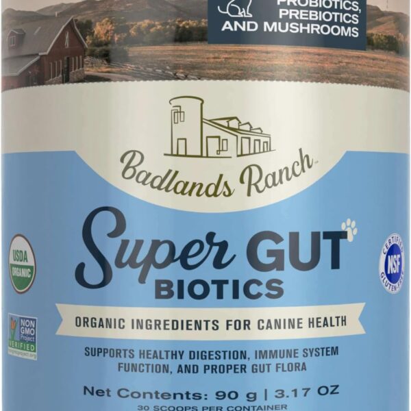 Badlands Ranch - Super Gut Biotics Canine Digestive Supplement,Probiotics, Prebiotics, Supports Healthy Digestion, Immune System Function and Gut Flora by Katherine Heigl (30 Scoops)