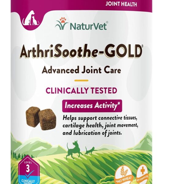 NaturVet Arthrisoothe Glucosamine for Dogs  Dog Supplement with Glucosamine, MSM, Chondroitin & Hyaluronic Acid  ArthriGold Level 3  240 Soft Chews