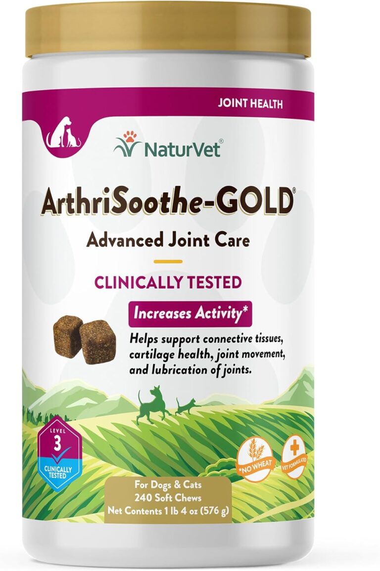 NaturVet Arthrisoothe Glucosamine for Dogs  Dog Supplement with Glucosamine, MSM, Chondroitin & Hyaluronic Acid  ArthriGold Level 3  240 Soft Chews