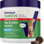Yumove Hip & Joint Supplement for Dogs with Glucosamine, Hyaluronic Acid, Green Lipped Mussel & Omega 3 Joint Supplement - Regular or Advanced Strength (90 Count, Advanced Vet Strength Soft Chews)