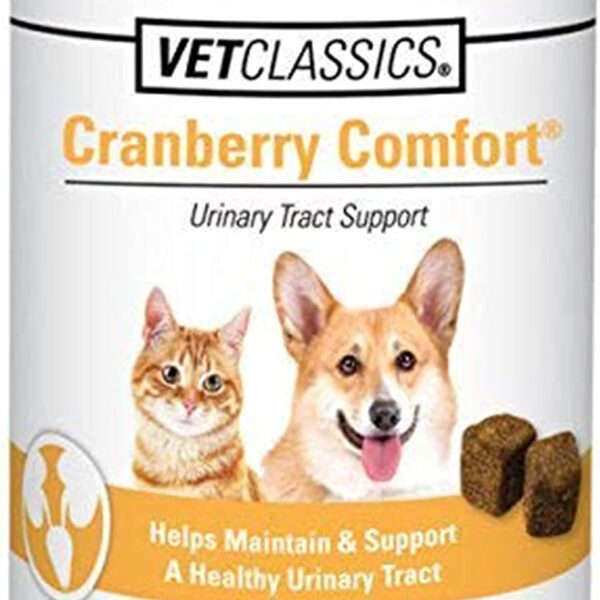 Vet Classics Cranberry Comfort Urinary Tract Pet Supplement for Dogs, Cats  Maintains Dog Bladder Health, Cat Bladder Control  Pet Supplements for Incontinence  120 Soft Chews