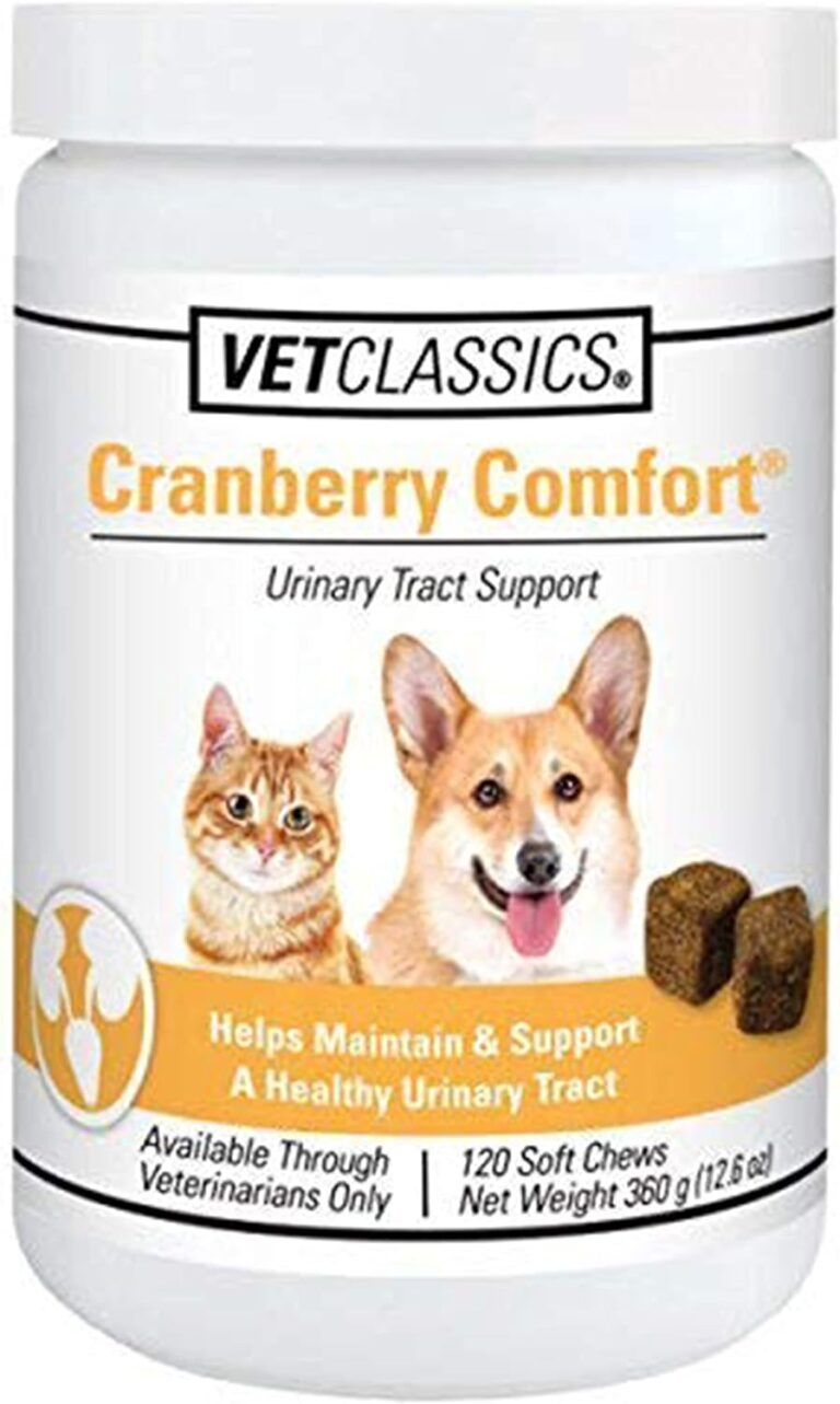 Vet Classics Cranberry Comfort Urinary Tract Pet Supplement for Dogs, Cats  Maintains Dog Bladder Health, Cat Bladder Control  Pet Supplements for Incontinence  120 Soft Chews