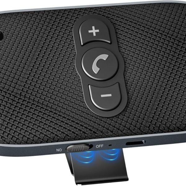 Hands Free Phone Speaker for Car: Bluetooth in-car Speakerphone Kit for Handsfree Calling - Dual 3W Speakers Support Siri Google Voice Assistant Motion Auto On with Visor Clip - BC990G