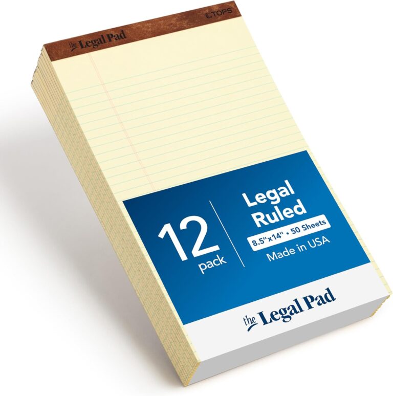 TOPS The Legal Pad Writing Pads, 8-1/2" x 14", Canary Paper, Legal Rule, 50 Sheets, 12 Pack (7572)