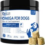 NATURE TARGET Omega 3 Fish Oil for Dogs, Salmon Oil for Skin & Coat Supplement with EPA & DHA Fatty Acids - Dog Itch & Allergy Relief, Anti Shedding, Hot Spots Treatment - Hip & Joint Support - 120ct