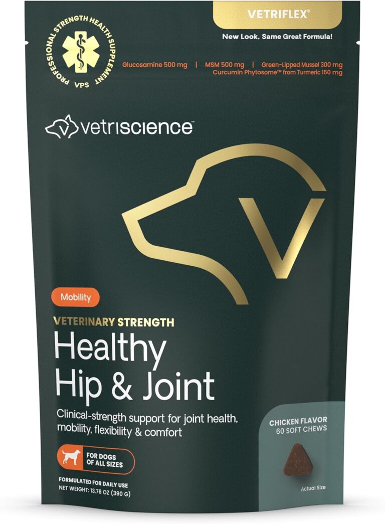 VETRISCIENCE Veterinary Strength Healthy Hip & Joint Chews - Joint Health Supplement for Dogs - Supports Mobility & Flexibility - 60 Count