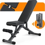 Foldable Weight Bench - Adjustable Bench for Full Body Workout, Fully Upright Backrest Design, Multi-Purpose Incline Decline Bench - 2025 Version Black