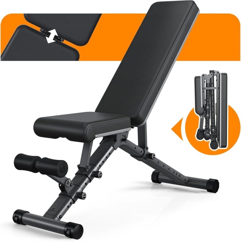 Foldable Weight Bench - Adjustable Bench for Full Body Workout, Fully Upright Backrest Design, Multi-Purpose Incline Decline Bench - 2025 Version Black