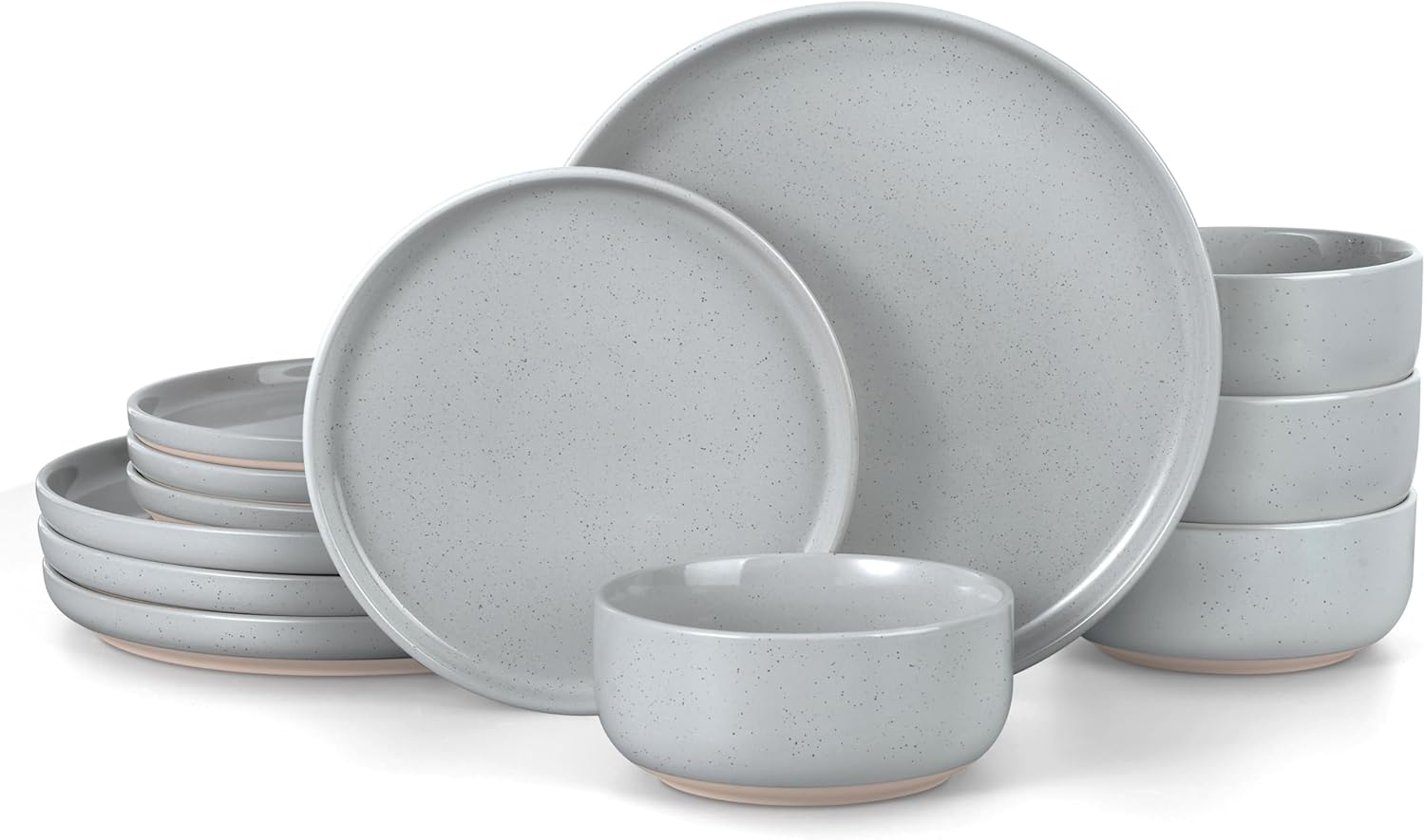 LIANYU Stoneware Dinnerware Sets for 4, 12-Piece Kitchen Dinner Dish Set, Porcelain Plates and Bowls Tableware, Safe & Healthy, Dishwasher & Microwave Safe, Glacier Gray LIANYU Stoneware Dinnerware Sets for 4, 12-Piece Kitchen Dinner Dish Set, Porcelain Plates and Bowls Tableware, Safe & Healthy, Dishwasher & Microwave Safe, Glacier Gray