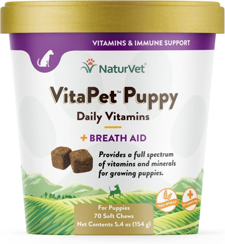 NaturVet  VitaPet Puppy Daily Vitamins for Dogs  Plus Breath Aid  Specifically Formulated to Provide Puppies with Essential Vitamins, Minerals, Amino Acids & Fatty Acids (70 Soft Chews)
