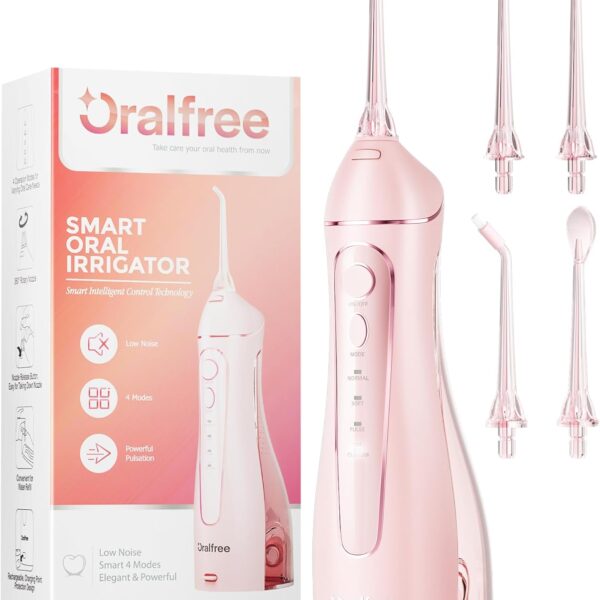 Oralfree Water flosser Teeth Picks - Dental Braces Cordless Oral Irrigator Portable Rechargeable Travel Irrigation Cleaner IPX7 Waterproof Electric Professional Flossing Teeth Cleaning for Home