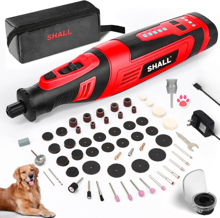 SHALL 8V Cordless Rotary Tool Kit, Lightweight 2.5 Ah Battery Rechargeable Dog Nail Grinder w/ 122 Accessories, 5-Speed Power Rotary Tool for Sanding, Carving, Polishing, Engraving, Pet Grooming