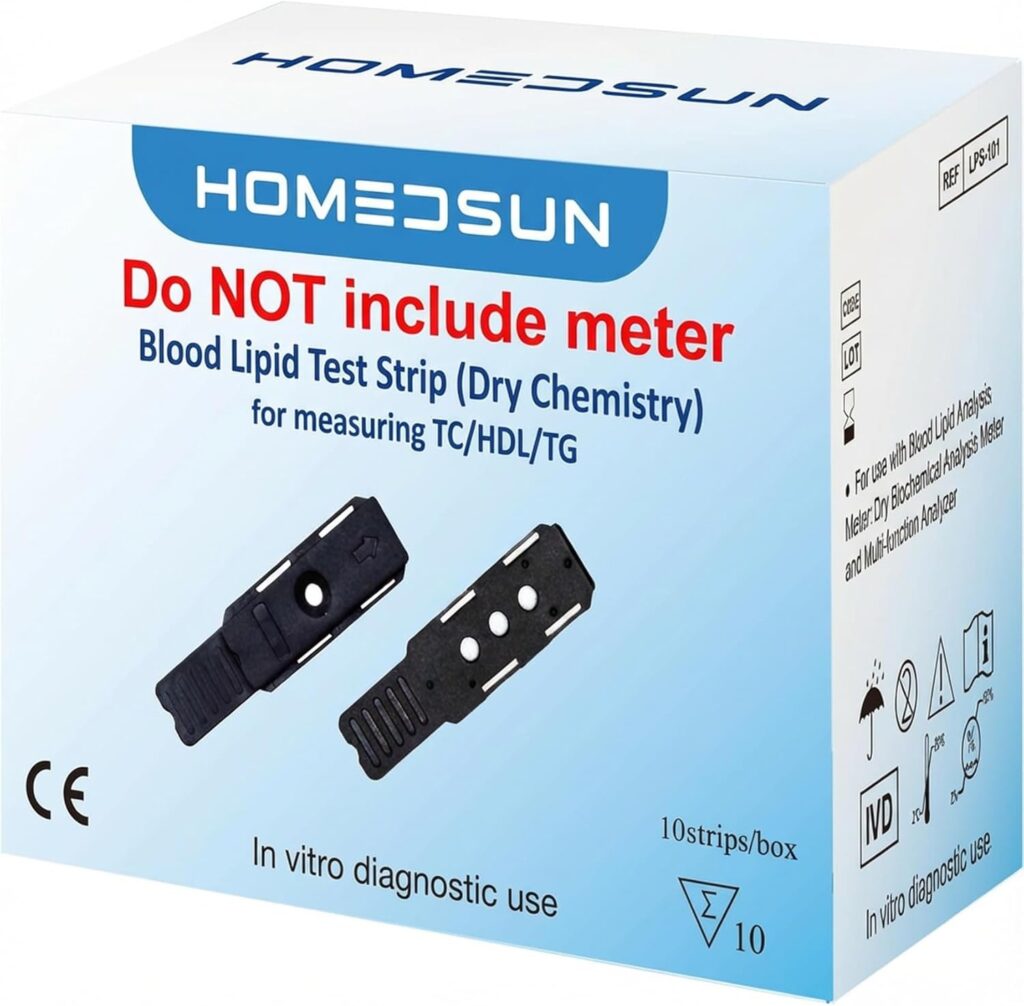 10 Pack 4 in 1 Total Cholesterol HDL LDL and Triglyceride Test Strips with Lancets Droppers Exclusively Compatible with The HSLPM-102 Cholesterol Test Meter (Analyzer is Not Included)