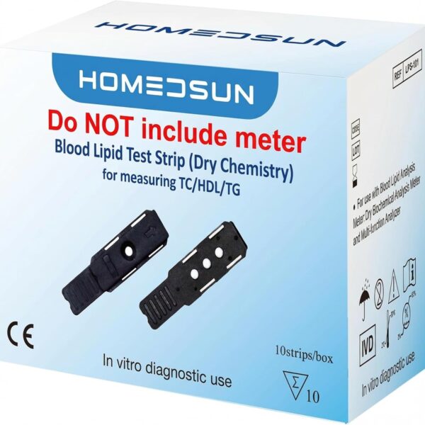 10 Pack 4 in 1 Total Cholesterol HDL LDL and Triglyceride Test Strips with Lancets Droppers Exclusively Compatible with The HSLPM-102 Cholesterol Test Meter (Analyzer is Not Included)