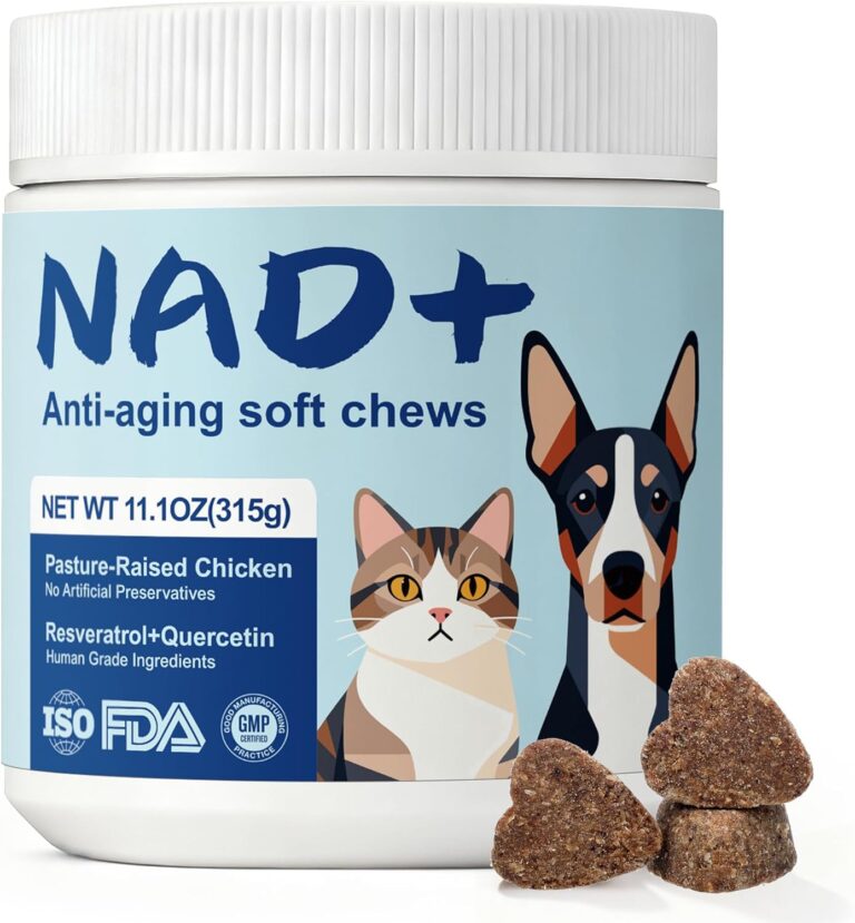 NAD+ Precursor & Senior Dog Multivitamin Supplement, 90 NMN Supplements for Longevity, Anti-Aging & Energy, Dog Daily Support Vitamins Chews for Hip & Joints, Skin & Coat, Chicken